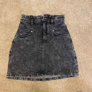 Black wash jean mini skirt